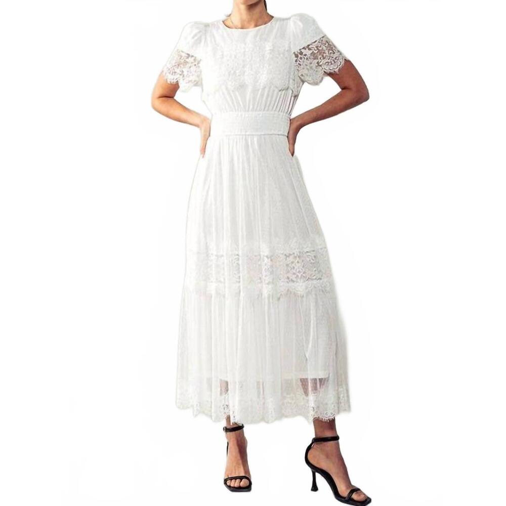 Elegant White Lace Midi Dress